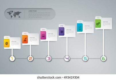 Timeline infographic design vector and marketing icons can be used for workflow layout, diagram, annual report, web design. Business concept with 6 options, steps or processes.