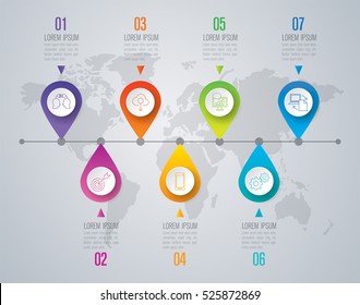 Timeline infographic design vector and marketing icons can be used for workflow layout, diagram, annual report, web design. Business concept with 7 options, steps or processes.