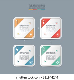 Timeline infographic design vector and marketing icons for presentation, annual report, web design. Business concept with 4 options, steps or processes.