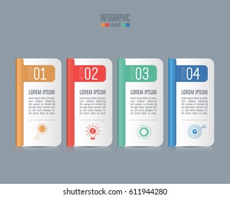 Diseño gráfico de línea de tiempo vectorial e iconos de marketing para la presentación, informe anual, diseño web. Concepto de negocio con 4 opciones, pasos o procesos.