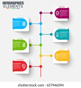 Timeline infographic design vector and marketing icons can be used for workflow layout, diagram, annual report, web design. Business concept with 6 options, steps or processes, info graphics.
