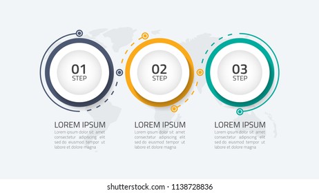 Timeline infographic design vector and number options. Business concept with 3 steps, options. Can be used for workflow layout, diagram, annual report, web design.Vector illustration modern elements.