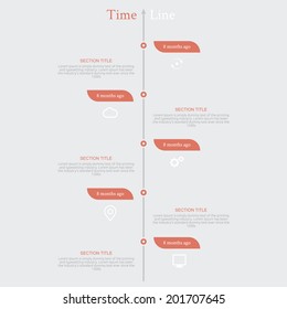 Timeline infographic with diagram and text months ago in retro style