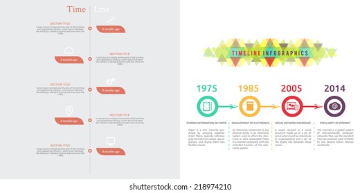 Timeline infographic with diagram and text months ago in retro style