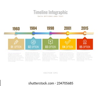 Timeline Infographic with diagrams, data options and text