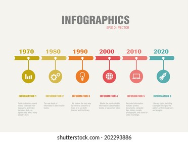 Timeline Infographic with diagrams. With set of Icons. Vector design