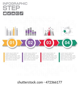 Timeline Infographic with diagrams and text 4 options.