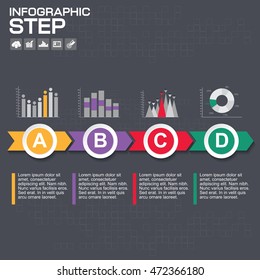 Timeline Infographic with diagrams and text 4 options.
