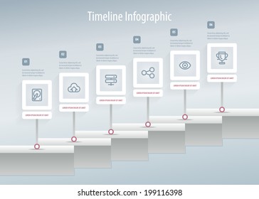 Timeline Infographic with diagrams and text. Eps 10.