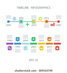 Timeline Infographic with diagrams and text. Vector design template.