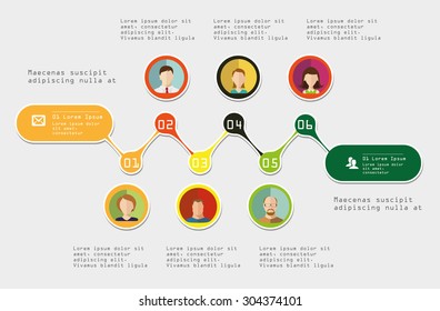 Time-line Infographic element. With avatars. Vector illustration 