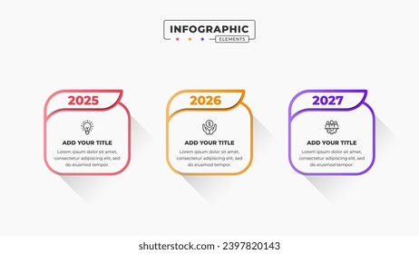 Timeline infographic elements with 3 steps or options