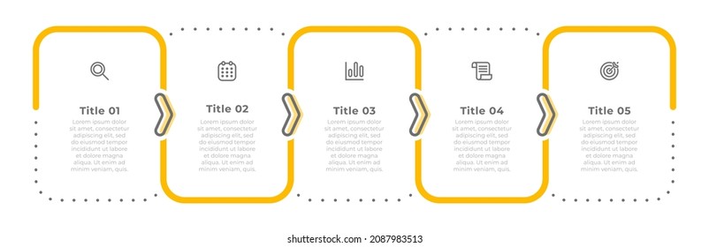 Timeline infographic elements for annual report. Business concept with 5 options or steps. Vector illustration.