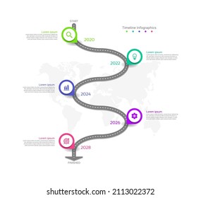 Timeline infographic elements  colorful with 5 step