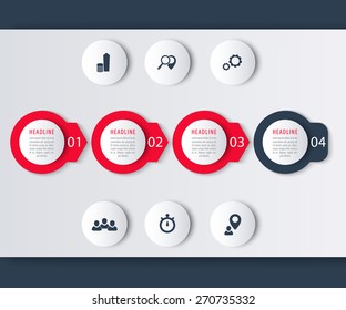 Timeline infographic elements, icons, step labels, vector illustration, eps10, easy to edit