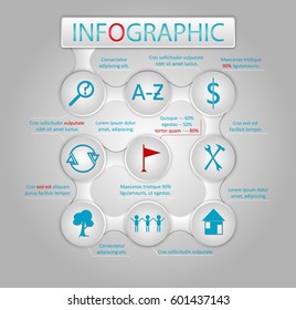 Timeline infographic elements, icons, step labels, vector illustration, eps10, easy to edit