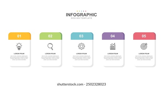 Timeline infographic elements template, business concept with 5 steps and icon, web design, Creative, vector, illustration.