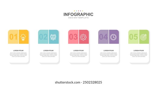 Plantilla de elementos de infografía de línea de tiempo, concepto de negocio con 5 pasos e ícono, Diseño web, creativo, Vector, ilustración.
