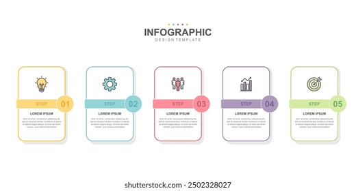 Timeline infographic elements template, business concept with 5 steps and icon, web design, Creative, vector, illustration.