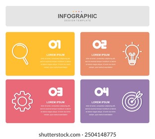 Timeline infographic elements template, business square concept with 4 steps and icon, web design, Creative, vector, illustration.