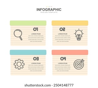 Timeline infographic elements template, business square concept with 4 steps and icon, web design, Creative, vector, illustration.