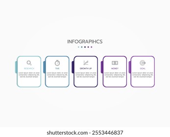 Timeline infographic elements template, business concept with 5 steps and icon, web design, Creative, vector, illustration.