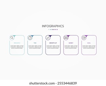 Timeline infographic elements template, business concept with 5 steps and icon, web design, Creative, vector, illustration.