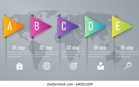 Timeline infographic five step with 3d triangle arrow