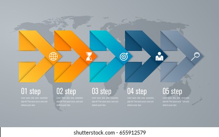 Timeline Infographic Five Step With 3d Triangle Arrow