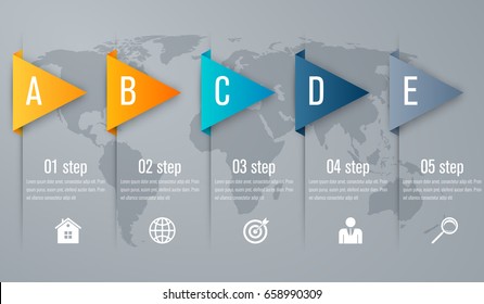 Timeline infographic five step with 3d triangle arrow