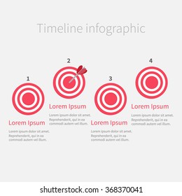  Timeline Infographic four step round circle target. Template. Flat design. Vector illustration