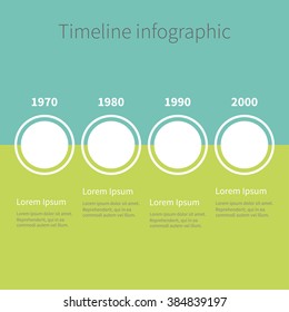 Timeline Infographic. Four step template. Blue and green. Flat design.  Vector illustration