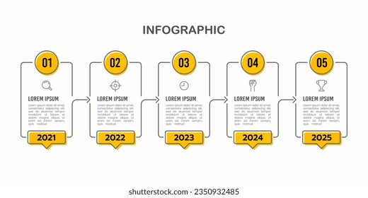 Timeline Infografik Rahmen dünne Linie Design Vorlage. Präsentation zum Unternehmenswachstum. Vektorgrafik.