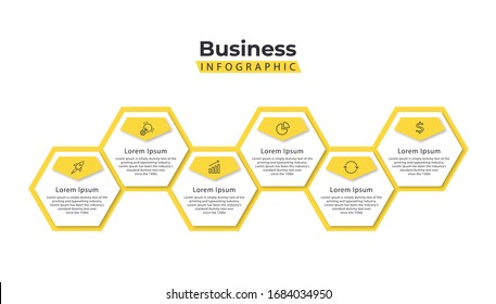 Timeline infographic hexagon 5 option