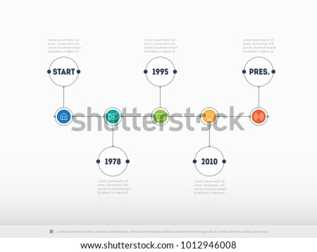 Timeline infographic with icons and buttoms. Vector illustration. Info graphics template.