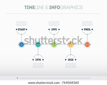 Timeline infographic with icons and buttoms. Vector illustration