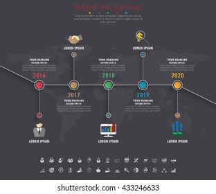 timeline infographic with icons set. vector. illustration.