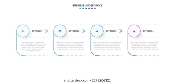 Infografía de la línea de tiempo con infografía. Moderna plantilla de presentación con 4 velocidades para procesos de negocios. Plantilla de sitio web sobre fondo blanco para el concepto de diseño moderno. Diseño horizontal.