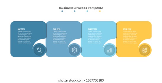 Timeline Infographic label design element with 4 options, steps and marketing icons. Vector illustration.