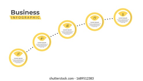 Timeline infographic ladder 5 option yellow