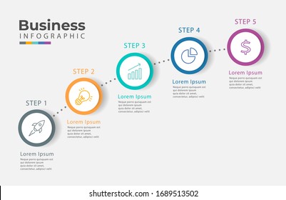 Timeline infographic ladder 5 option
