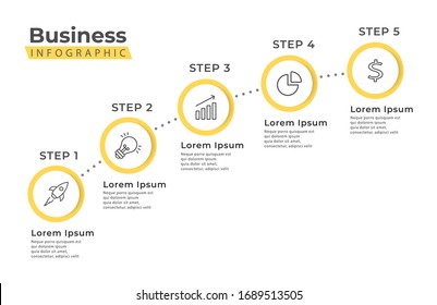 Timeline Infographic Ladder 5 Option Yellow