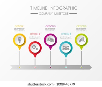 Timeline Infographic - Layout Of Company Milestone. Vector.