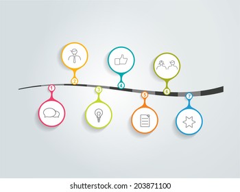 Timeline infographic. Minimalistic flat template. Vector. 