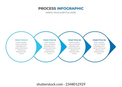 Infografía de la línea de tiempo con plantilla de presentación moderna con 4 pasos para el proceso de negocios. vector 