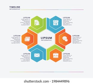 Timeline infographic with multi color and icon