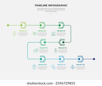 timeline infographic outline style with 5 point template with outline flip ribbon on roadway journey line for slide presentation vector