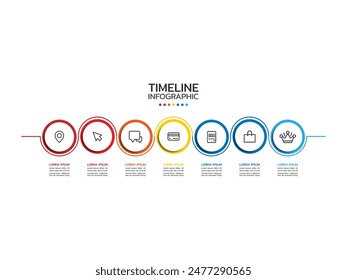 Timeline infographic, presentation business infographic timeline colorful with 7 step.