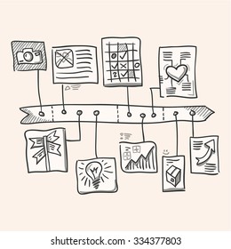 Timeline Infographic - Presentation of progress in company with arrow and bar symbols