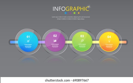 Timeline infographic presentation template 4 options with transparent style,Can be used for work flow layout, diagram, number options.business,banner,web design Vector
